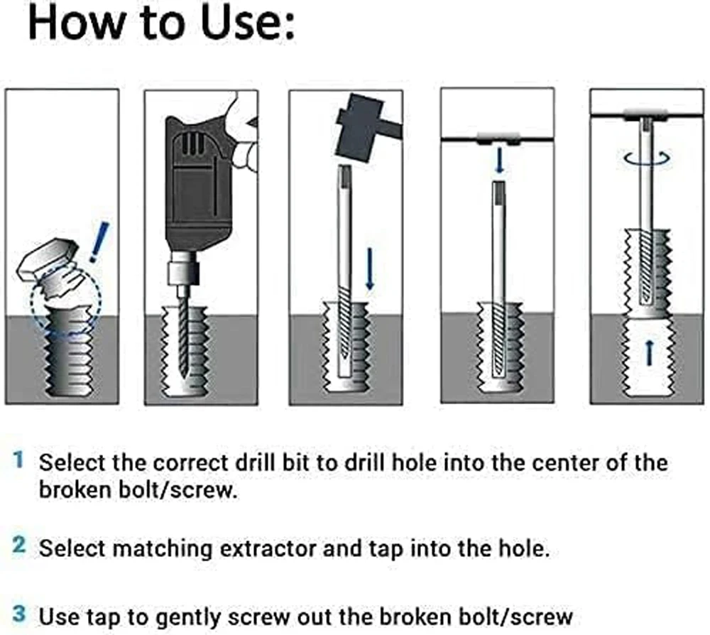 5Pcs Screw Extractor Center Drill Bits Guide Set Broken Damaged Bolt Remover Removal Speed Easy Set