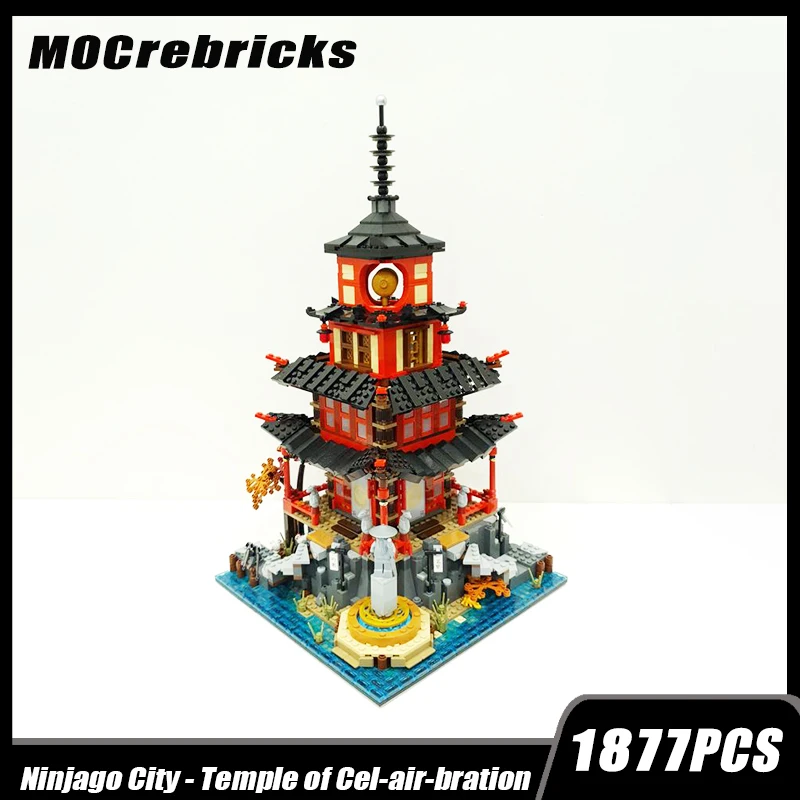 

MOC-121319 City Street Scenery Temple Building Modularization Building Block Assembly Model Brick Children's Toy Gifts