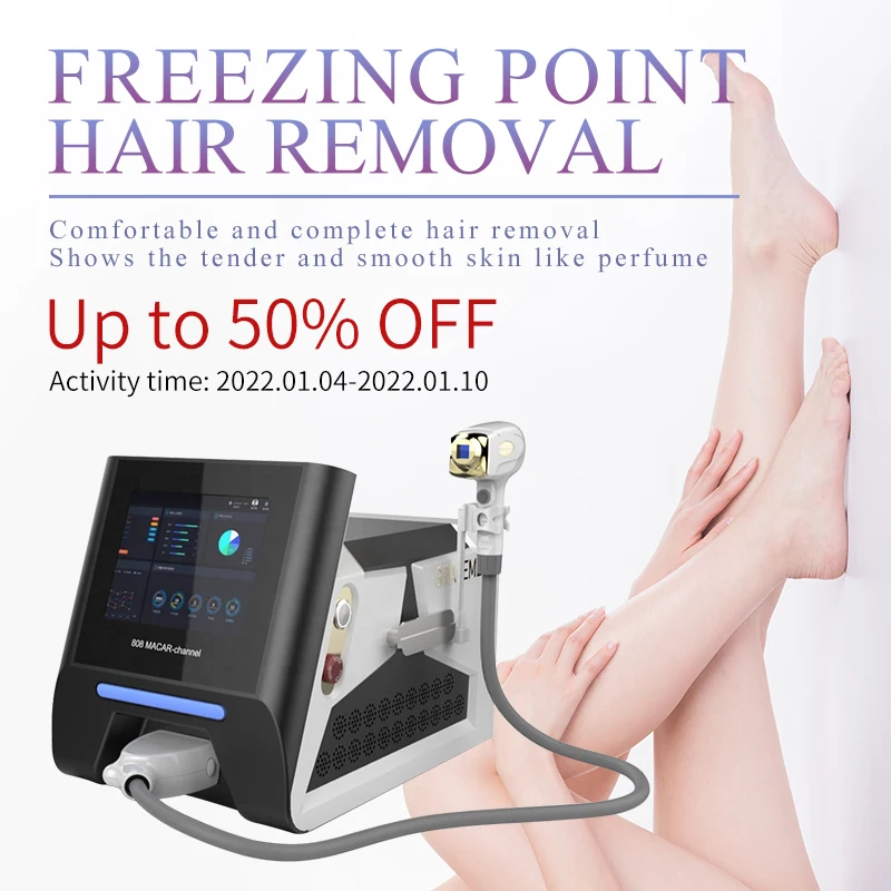 Three Wave 755/1064nm/808nm Diode Laser freezing point Hair Removal Machine Length Ice Water Cooling System Salon Permanent Use