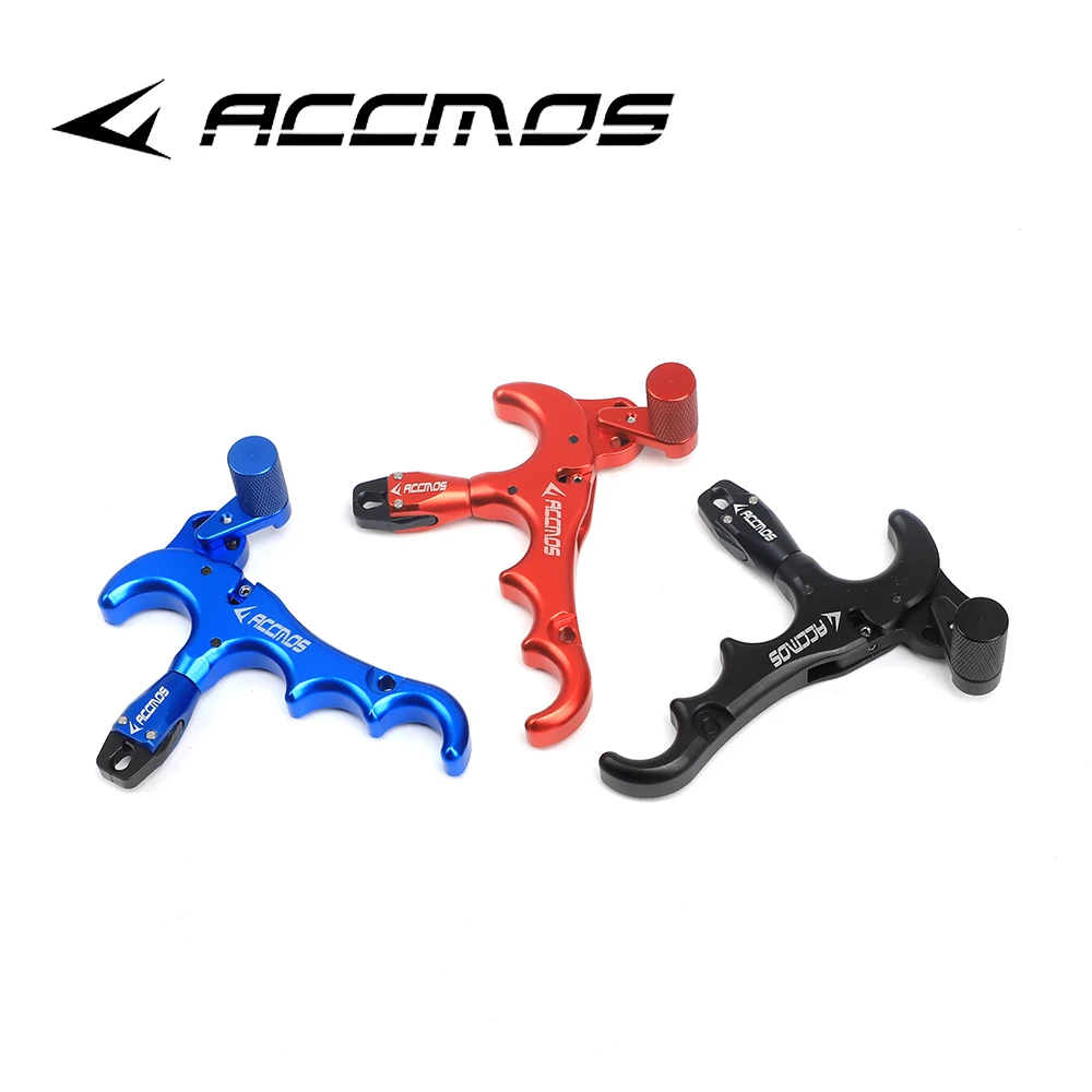 ACCMOS Compound Bow Release Aid 4 Finger Grip Thumb Trigger 360 Degree Rotation Adjustable Caliper Archery Assistance