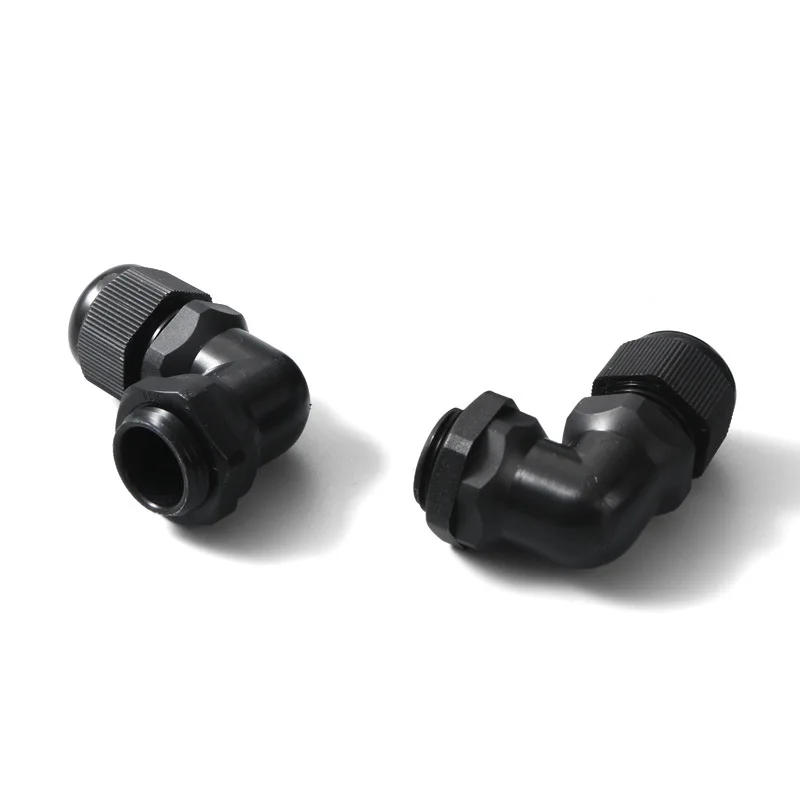 M12/m16/m20/m25 Nylon Waterproof 90 Degrees Cable Glandcs  Wire Fitting Plastic Range Cable Entry