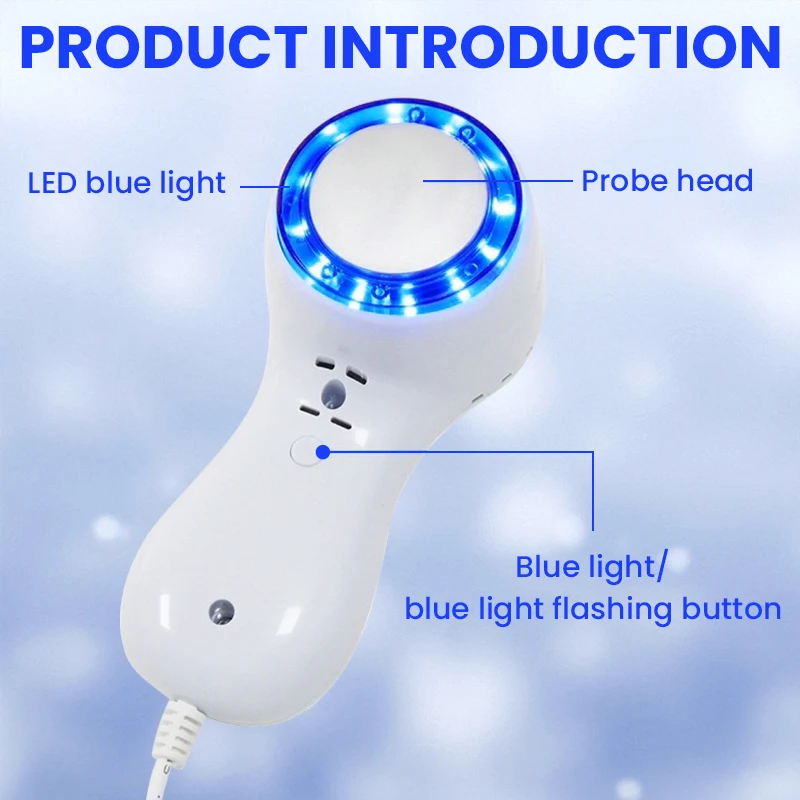 Skin Cooling Cold Hammer Machine Cold Compress Blue Photon Skincooler Facial Reduce Swelling Shrink Pore Ice Cooler Calming Care