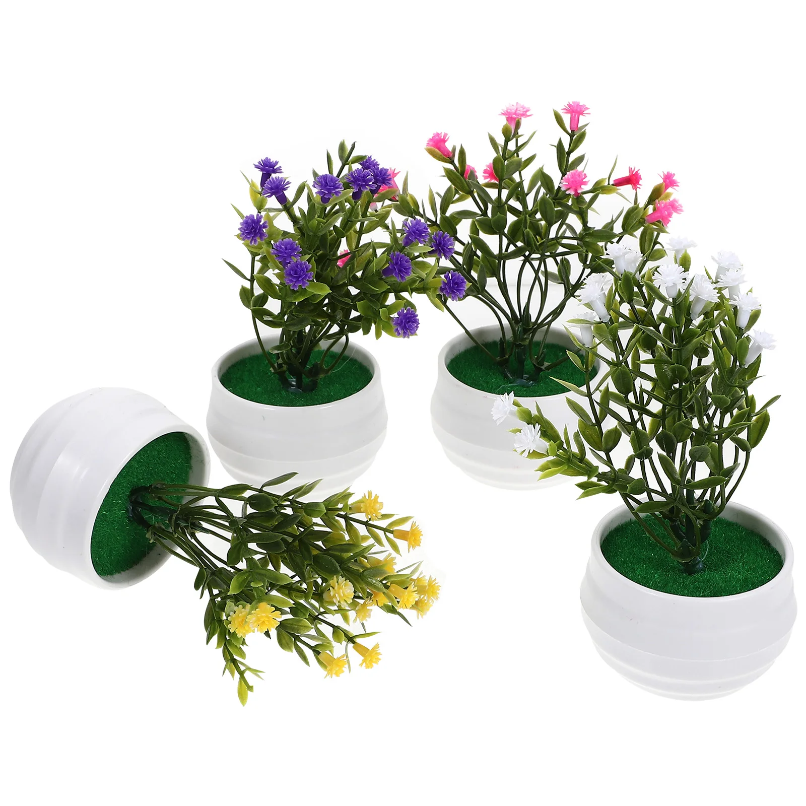 

4 pcs Mini Artificial PlantsPot Flowers Fake Small Decor Accessories for Desktop Tabletop Photography Props Lifelike
