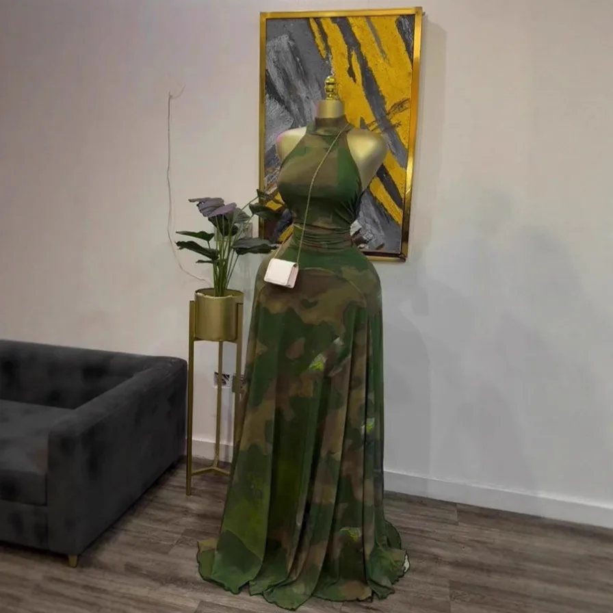 

Женское летнее платье 2026 года без рукавов с принтом, элегантное, с поясом, длинное, в стиле каваи, для офиса и вечеринок