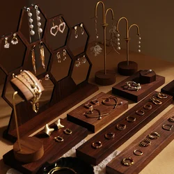 Jewelry Display Rack Walnut Earrings Necklace Rack High-end Combination Jewelry Store Display Photography Props