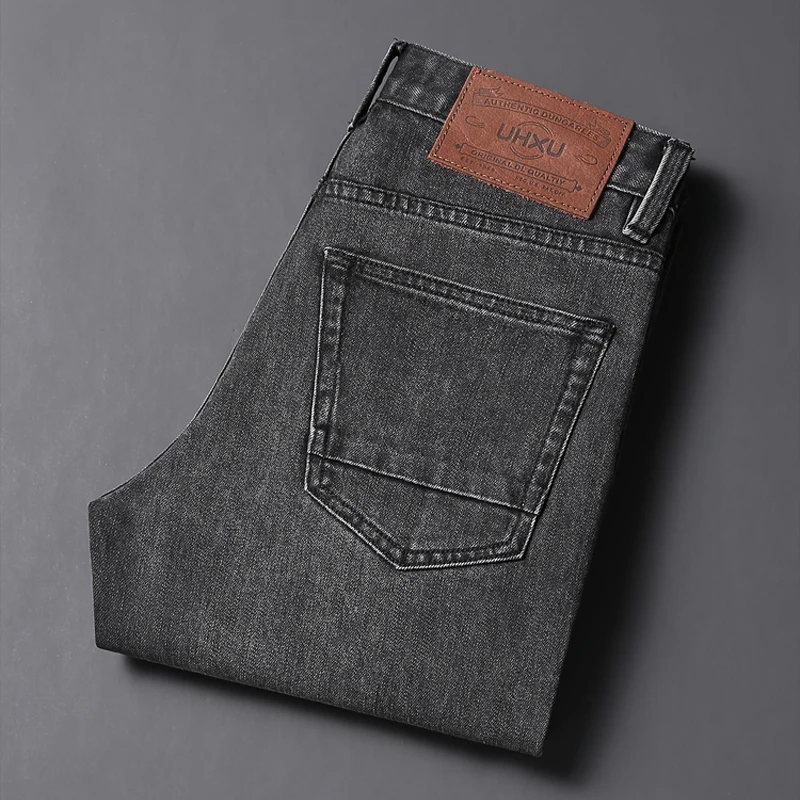 Street Fashion Men Jeans High Quality Retro Black Gray Elastic Slim Vintage Designer Jeans Men Korean Style Casual Denim Pants