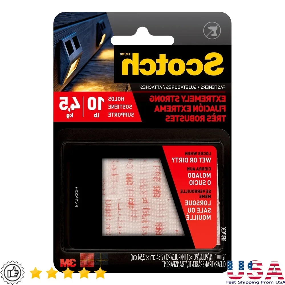 Heavy Duty Clear Plastic Fasteners 1in x 1in 12 Count Dual Lock Technology Holds 10lbs Indoor Outdoor Use No Tools Required