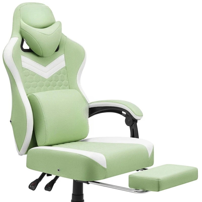 

Ergonomic Office Chair With Footrest Lumbar Cushion Bluetooth Speaker 2-Point Massage Height Adjustable Gaming Racing Chair Sofa
