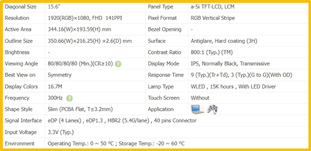 LP156WFG-SPV3 LP156WFG SPV3 15.6 inch Laptop Display LCD Screen No-touch Slim IPS Panel FHD 1920x1080 EDP 40pins 300Hz