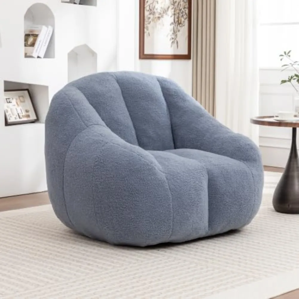

Bean Bag Chair for Adults with Armrests & Back Support, Teddy Reading Chair with Memory Foam, Single Beanbag Sofa with Ottoman