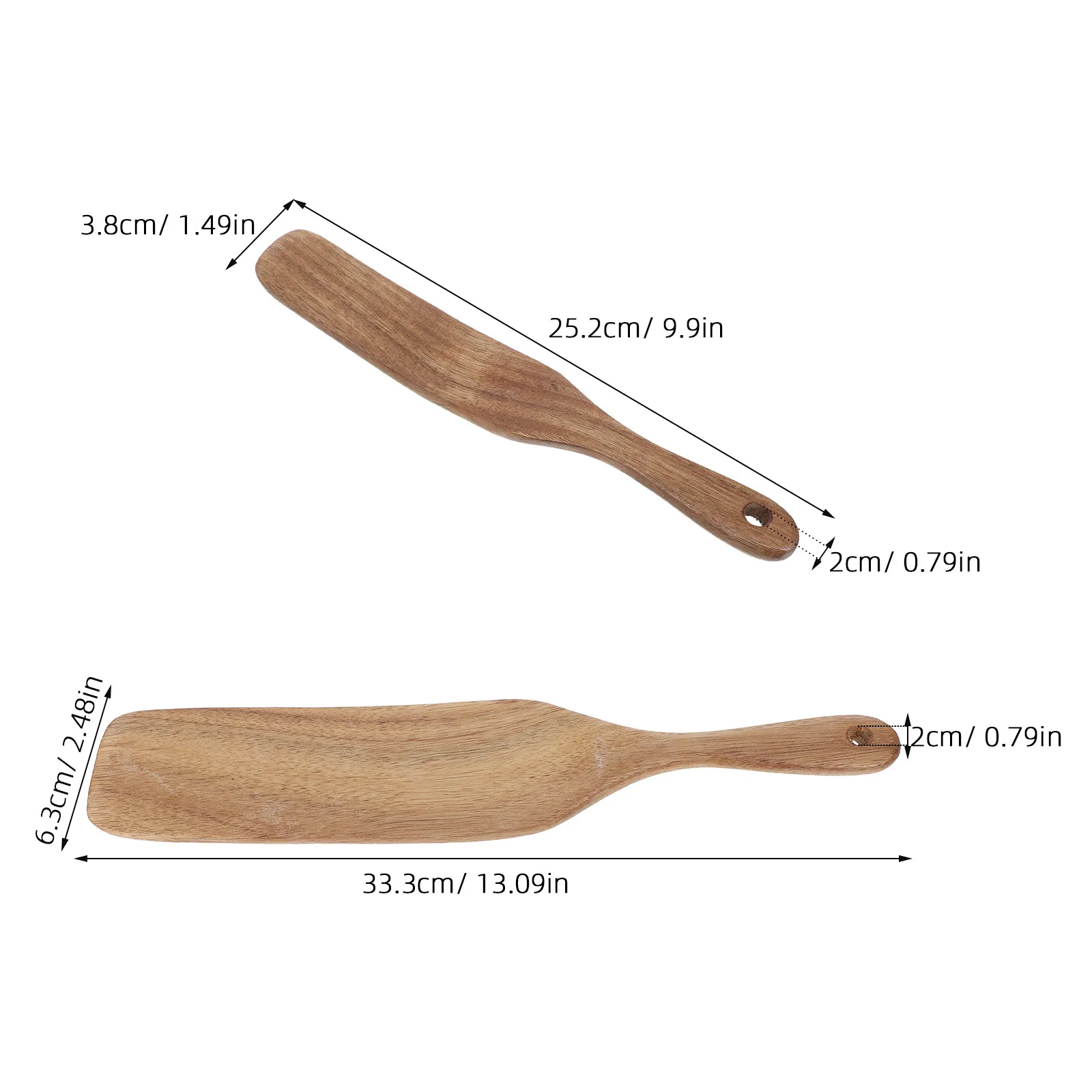 2Pcs European Style Wooden Spurtles Long Handle Non Scratch Mixing Jar Scraper Spatulas Kitchen Utensil Set for Sourdough