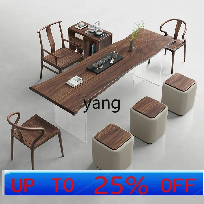 

LH modern simple solid wood tea table log large board table natural edge tea table