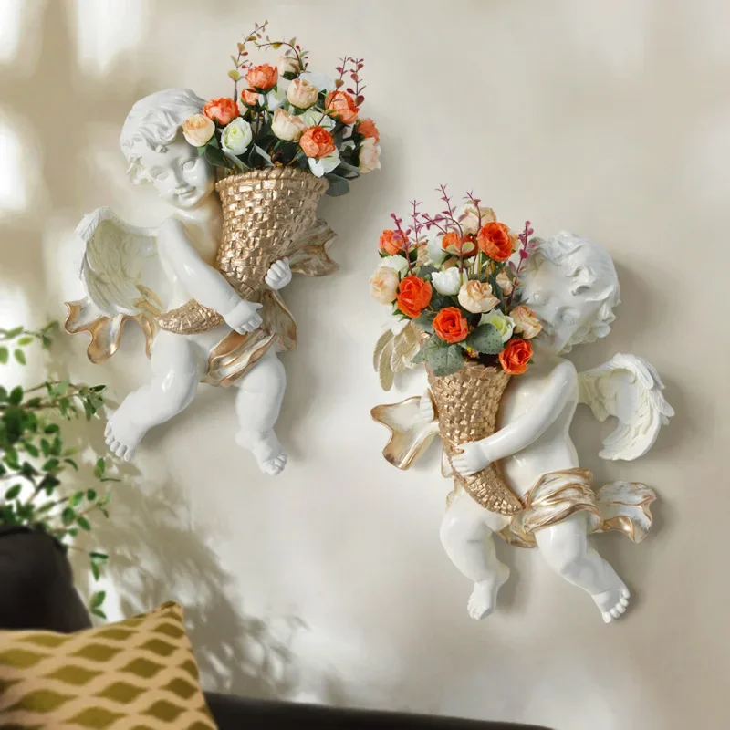 Angel flower pots, European-style 3D   decorations,   decorations, resin crafts, wall feature   decorations