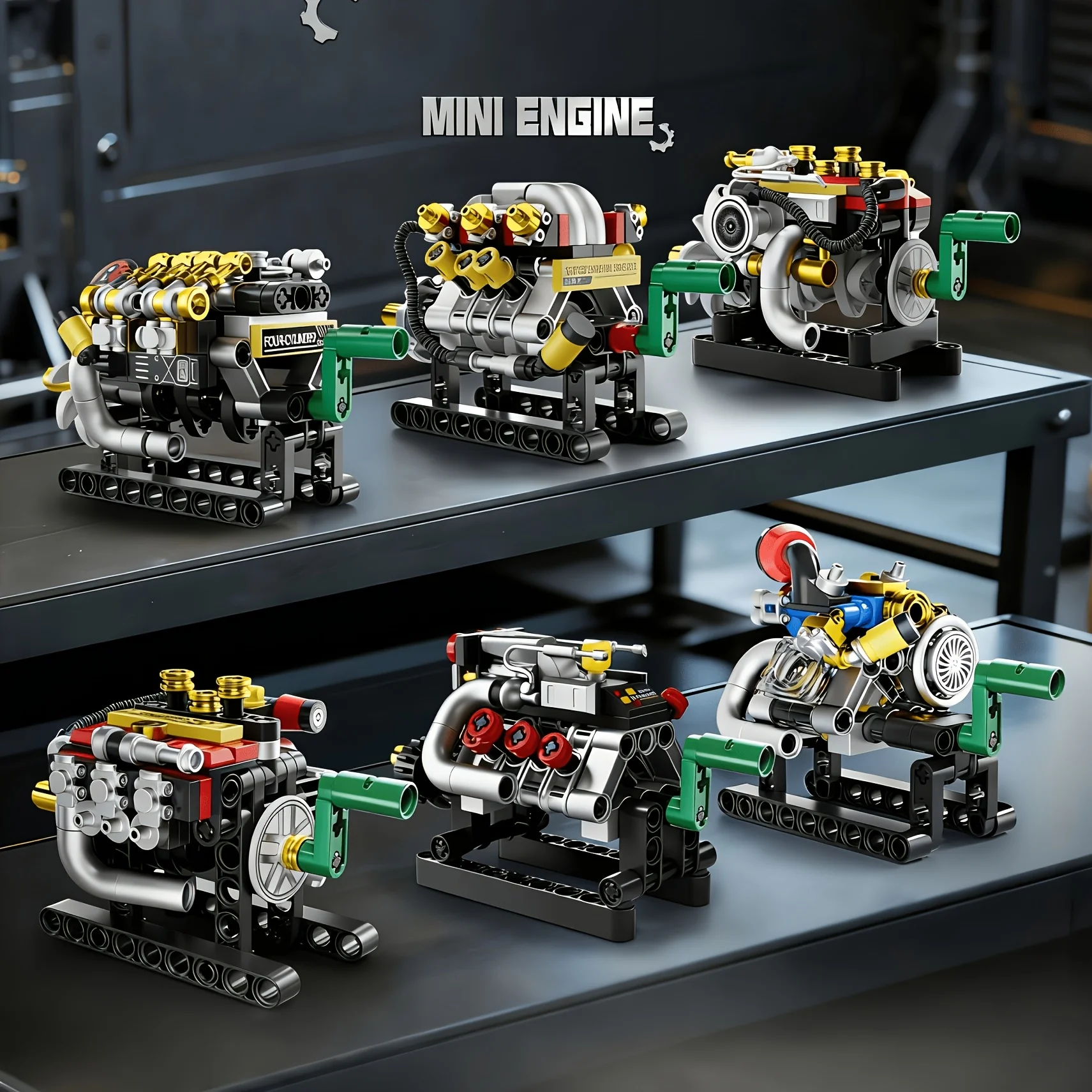 Engine Building Block Model, Mechanical Engineering Structure Building Blocks, Collectible Model Gift for Car Engine Building Block Enthusiasts, Suitable as Home Decor and Birthday Gifts, Halloween and Christmas Gifts