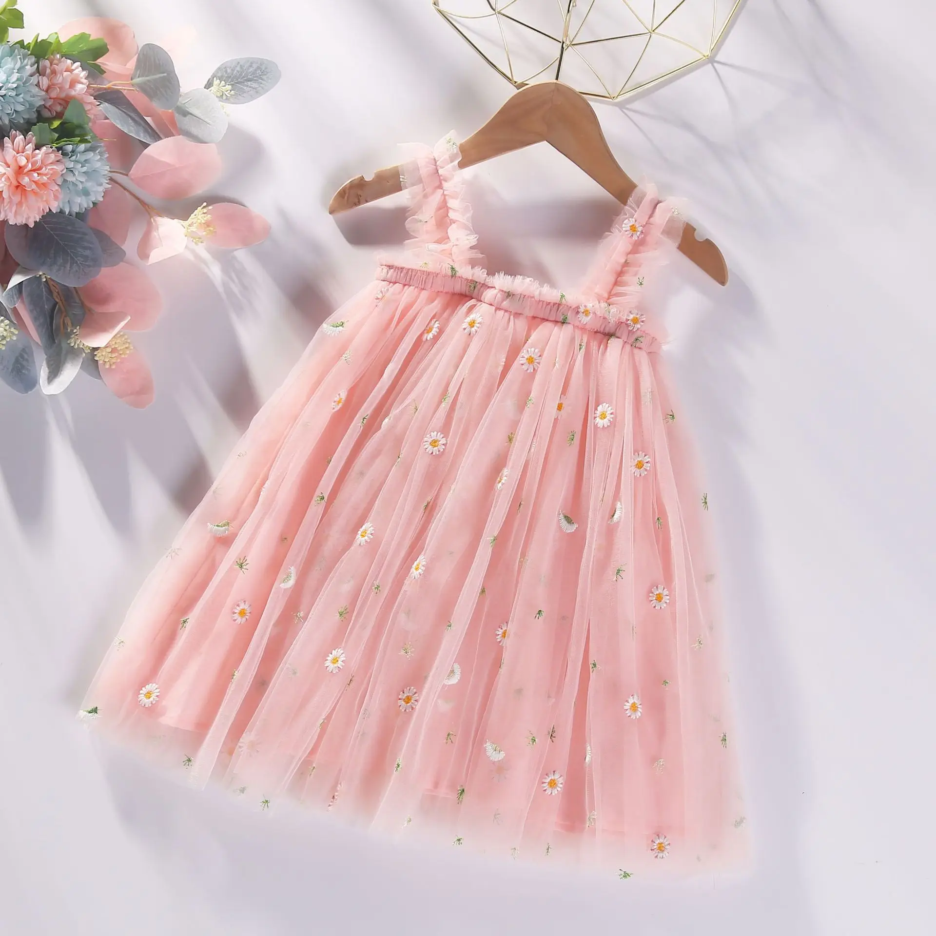 Summer Baby Girls Dress Princess Birthday Party Dress Wings Fairy Strap Butterfly Mesh Dress Toddler Clothing Children Lovely