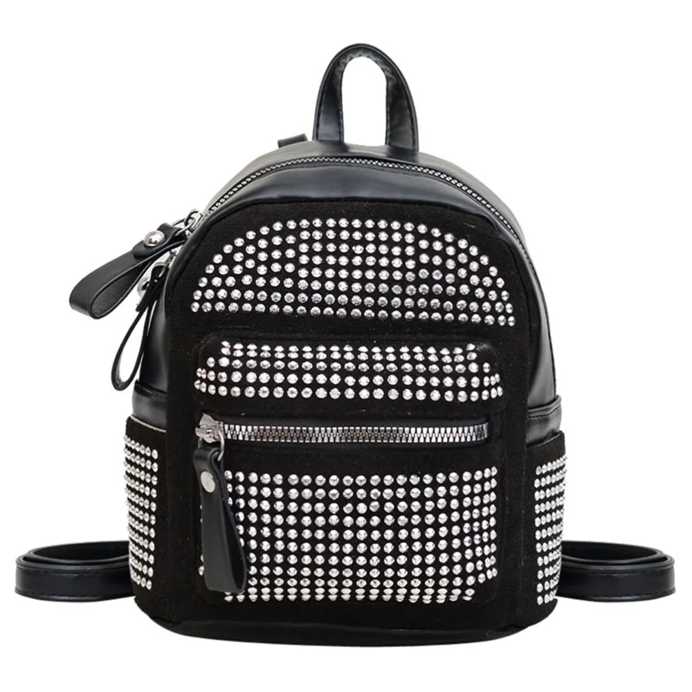 Rhinestone Backpack Fashionable Women's Style Trendy And Versatile For Casual And Trendy Small Backpack With Soft Surface