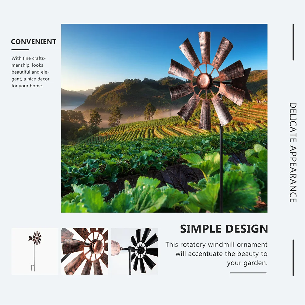 

2pcs Metal Windmill Decor Large Rotatable Outdoor Wind Spinner For Garden Yard Lawn Decoration Pinwheel Windmill Garden Decor