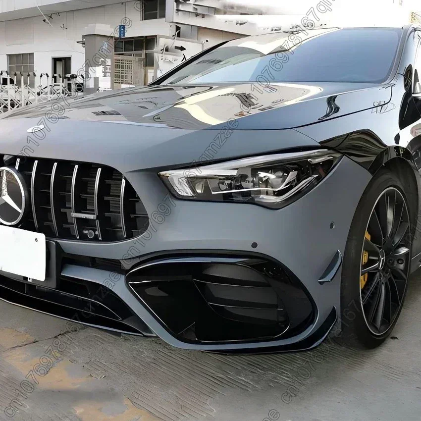 For Mercedes Benz CLA C118 CLA45 AMG 2020-2023 Car Front Bumper Side Spoiler Splitter Fog Lamp Grille Canards Vents Body Kit view 3