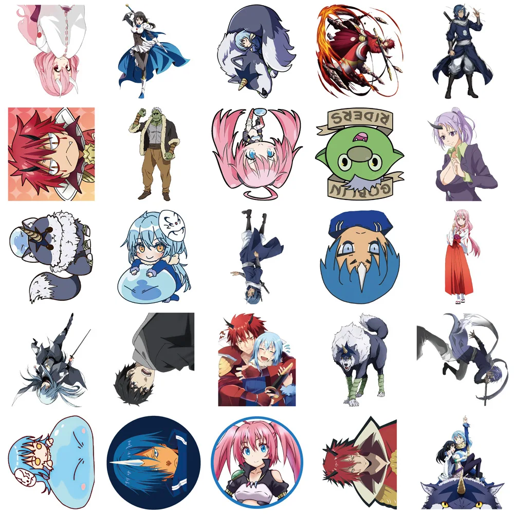 50pcs That Time I Got Reincarnated as a Slime Sticker Cartoon Mobile Phone Bottle Notebook Waterproof Decorative Stickers