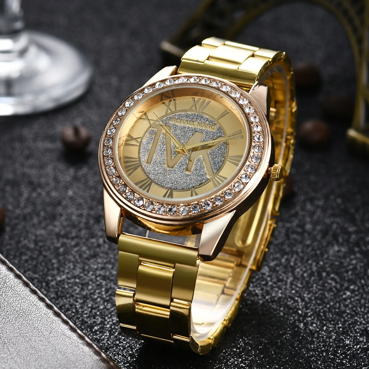 Famous Brand TVK Fashion Quartz Wristwatches Ladies Water Resistant Roman Digital Frosted Diamond Watches For Women Dropshipping