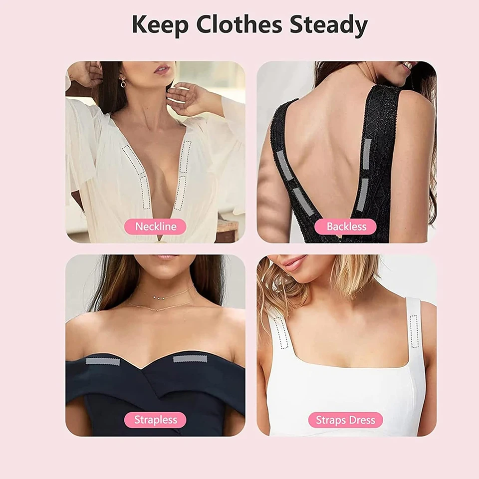 50Pcs Anti-slip Invisible Safe Body Tape Adhesive Dress Cloth Double-sided Tapes Skin Sticker Bra Safe Strip Clear Lingerie Tape