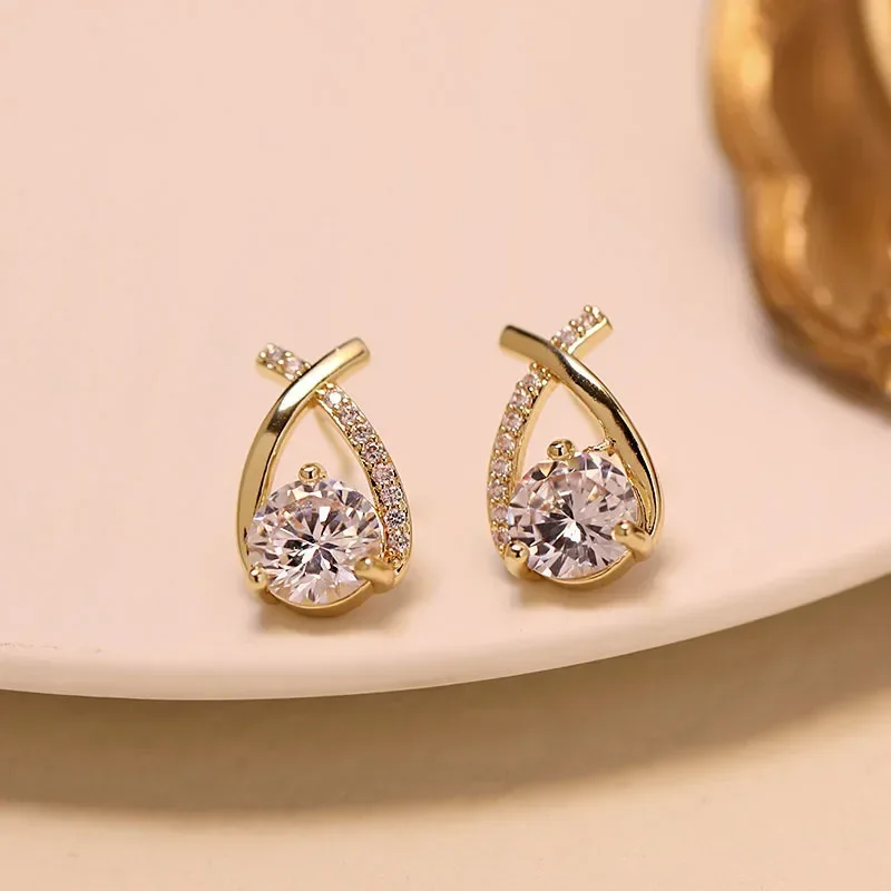 FashionElegant Matt Gold Zircon Earrings - Chic, Comfortable & Perfect Gift for Special Occasions Anniversary Party Gifts, Jewel