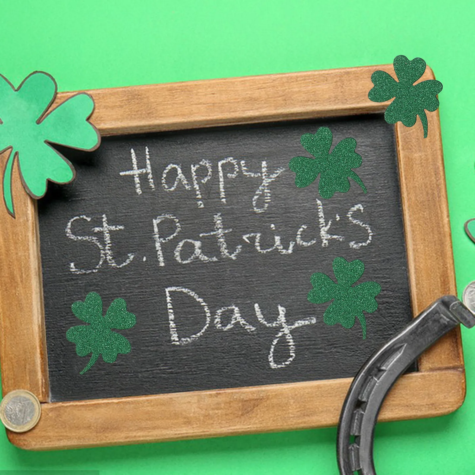 

24Pcs Clover Stickers Glitter Four Leaf Shamrock Decor St Patricks Day Festive Home Party School Craft Project Scrapbook Supply