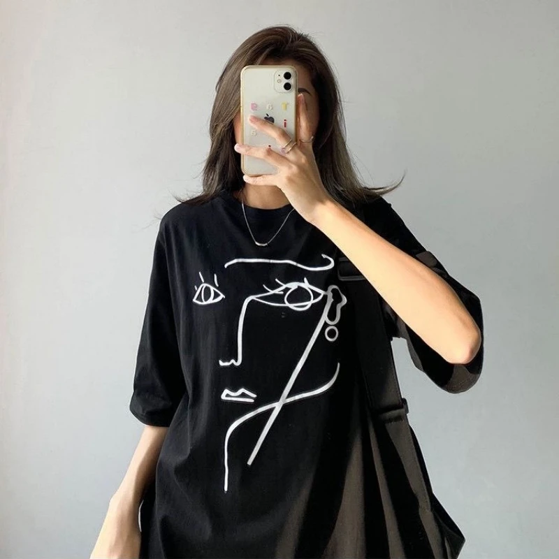 Summer Casual Loose Short Sleeve Women's Dress T-Shirt Style Knee-Length plus Size Midi Long Dress Versatile Slimming Effect