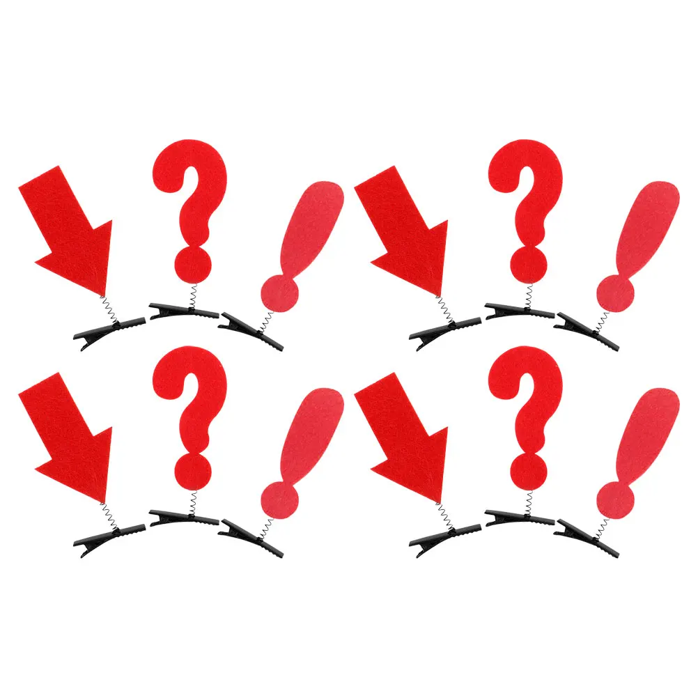 

12 Pcs Photo Hair Clip Girls Hairpin Symbol Mark Cartoon Accessories Red Question Arrow Barrette Kids Hairstyle