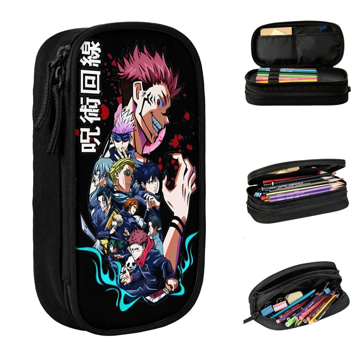 Ryomen Sukuna Anime Pencil Cases Jujutsu Kaisen Comic Pencilcases Pen Box Kids Big Capacity Bags School Supplies Gift Stationery