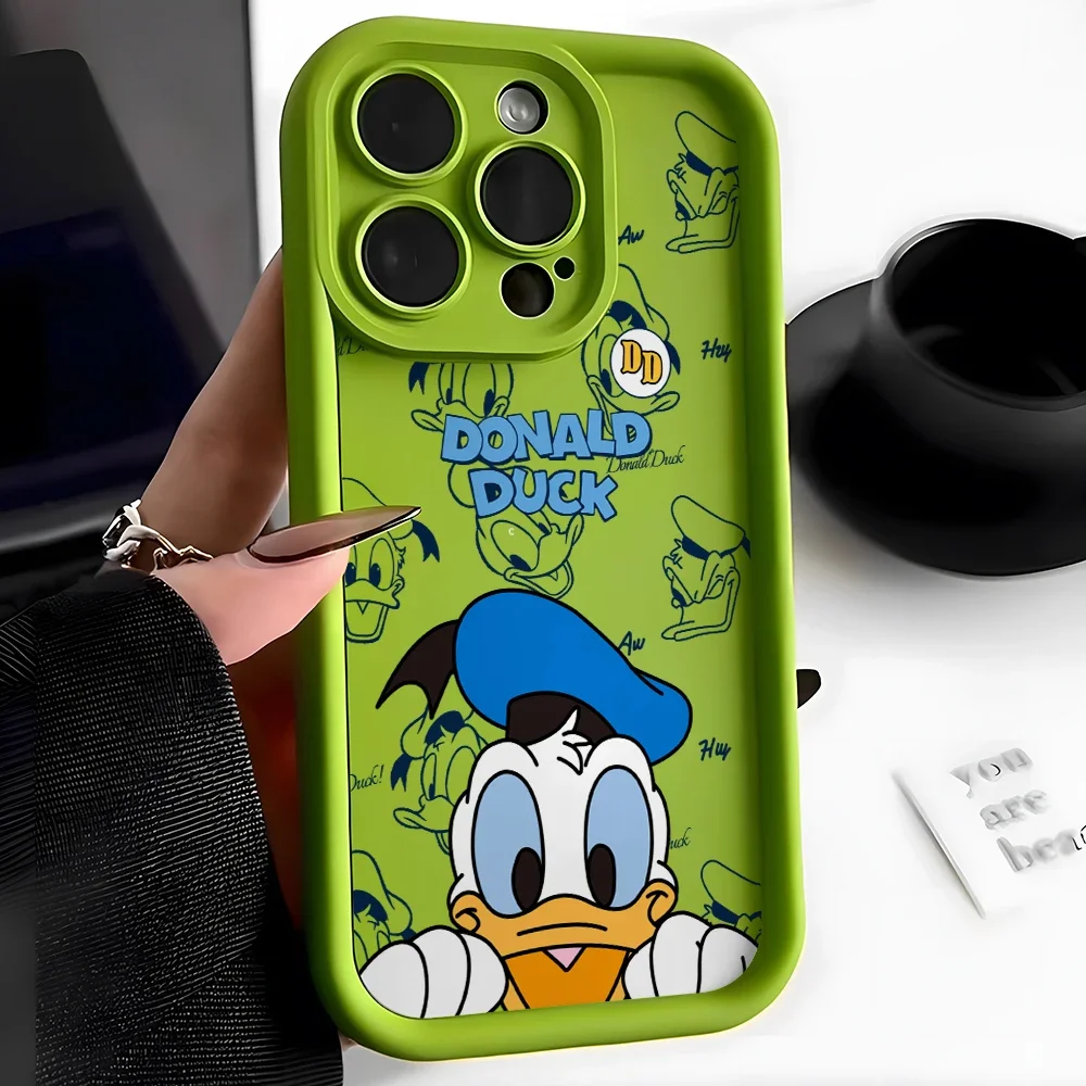 Donald Duck Phone Case for iPhone 16 15 14 Plus 13 12 Mini 11 Pro Max X Xs XR 8 7 Soft TPU Ladder Lens Protection Cover