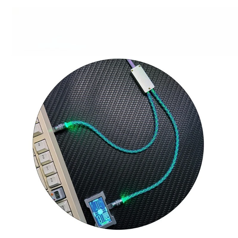 Hand Braided Magnetic Split 2-in-1 Type C Keyboard Cord RGB Ambient Light 8K Low Latency Wire For Custom Mechanical Keyboard