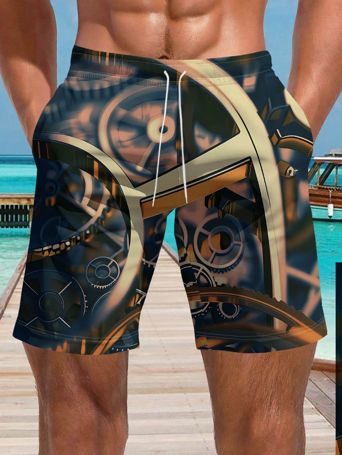 

Мужские пляжные шорты-плавки 2026 с принтом американского флага и бейсбольной биты, быстросохнущие, на шнурке