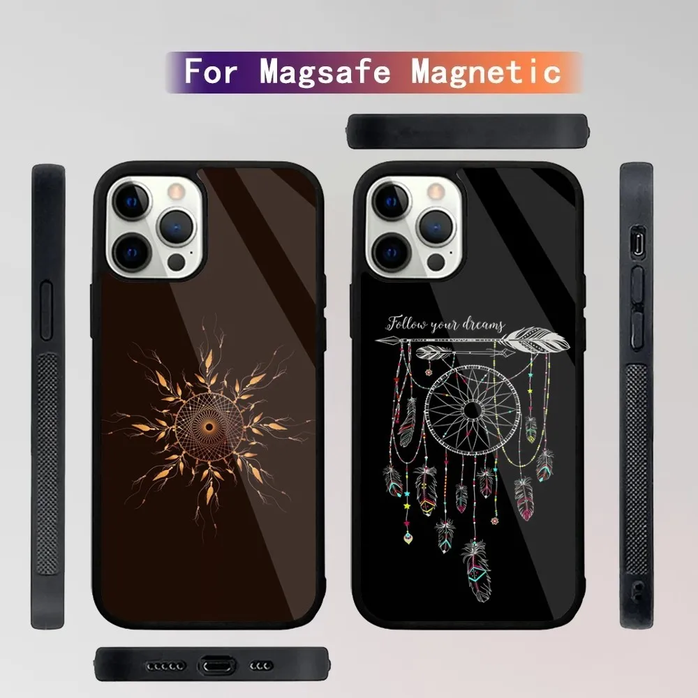 Fantasy Feather Dreamcatcher Phone Case For iPhone 15,14,13,12,11,Plus,Pro,Max Mini Magsafe Magnetic Wireless Charging