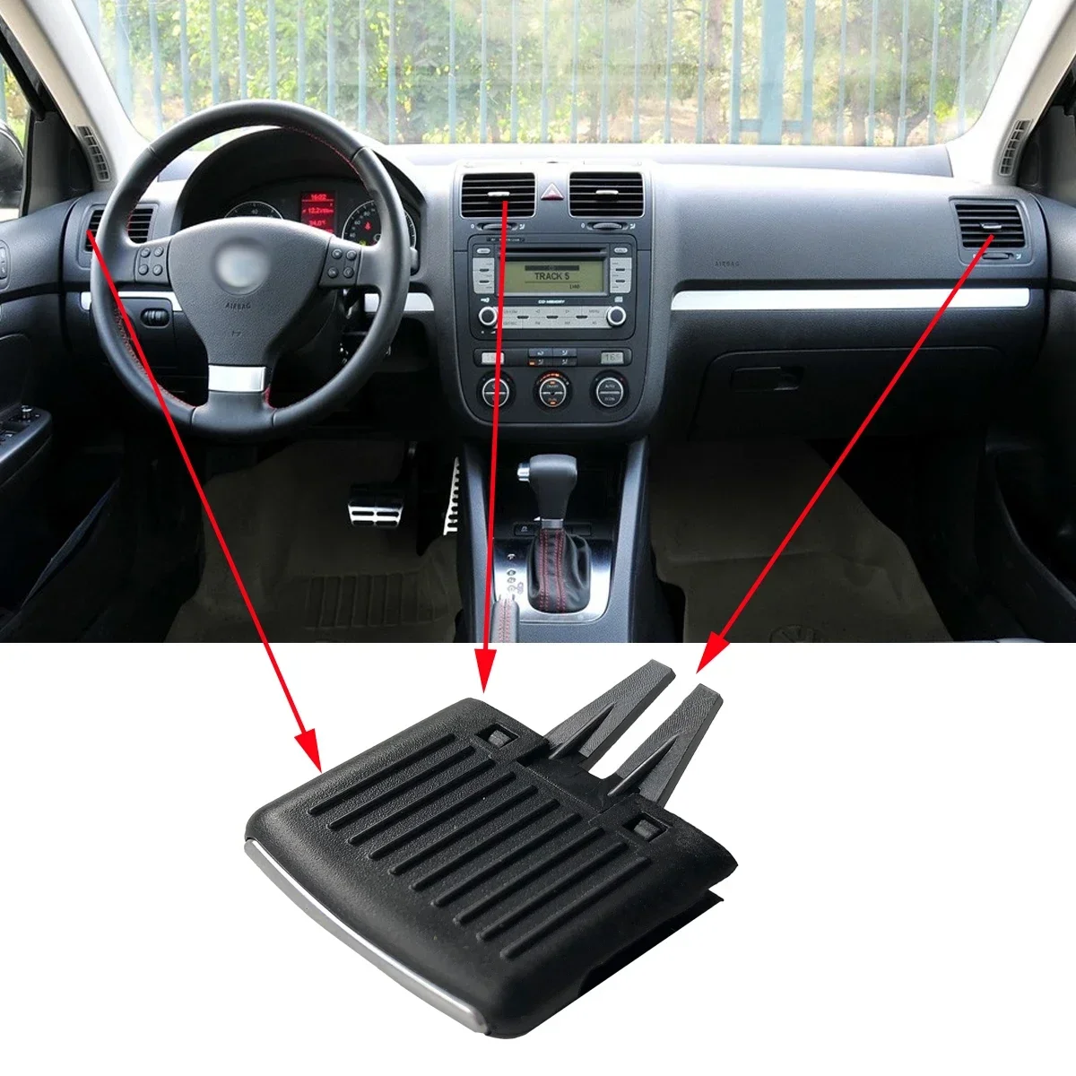 New 1pc Car Front Dash A/C Air Vent Outlet Grill Silde Adjust Clip Pick For VW Golf 5 Jetta A5 MK5 GTI R32 Sagitar Car Styling