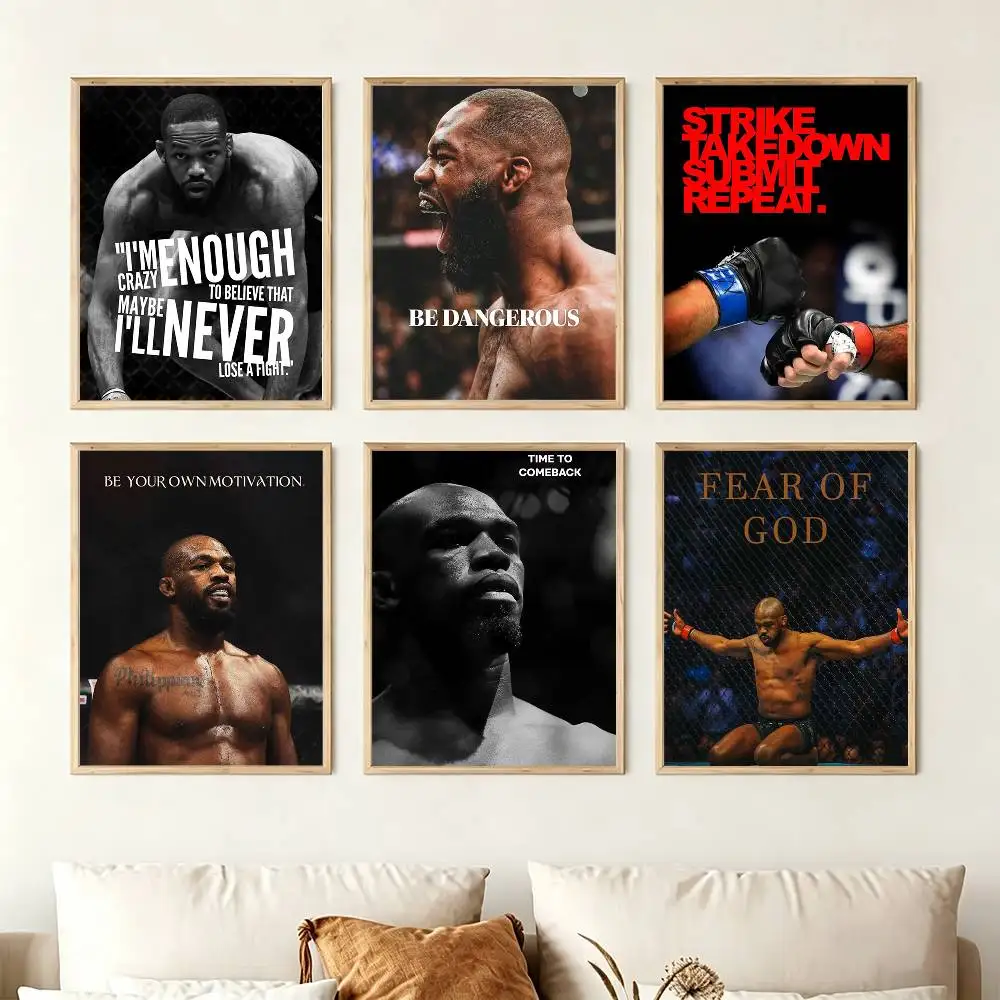 Boxing J-Jon J-Jones Bones Poster High Quality Dorm Living Room Aesthetic Wall Decoration Painting Stickers Gift