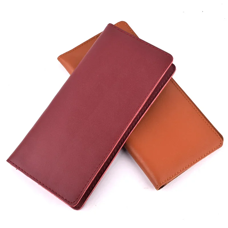 

Cow Split Leather Men Long Wallet Women Long Purse Male Slim Money Bag Credit Card Holder Thin Two Fold Clutch For Ladies