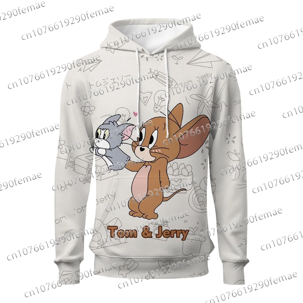 2025, Sonbahar ve Kış Yeni Jerry Sevimli Baskı Kapüşonlular, Günlük Erkek ve Kız Çocukları için Günlük Konforlu Üst Tom ve Jerry