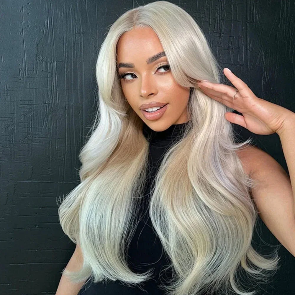 Platinum Blonde Brazilian Virgin Human Hair Wigs For Women Loose Body Wave Wig Preplucked Hairline 13x4 Transparent Lace Wigs