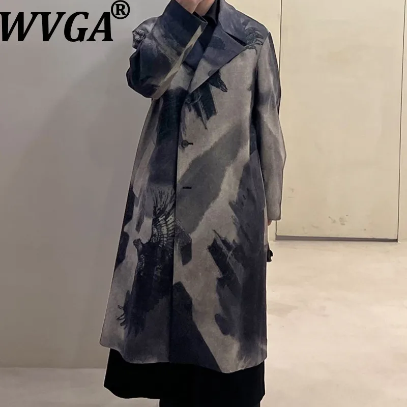 

WVGA Весна Осень Новый Мужской Прилив Ямамото Темный Стиль Чернила Модные Шерстяные Пальто С Длинными Рукавами Нишевые Шикарные Повседневные Куртки Ins Y2K W13124