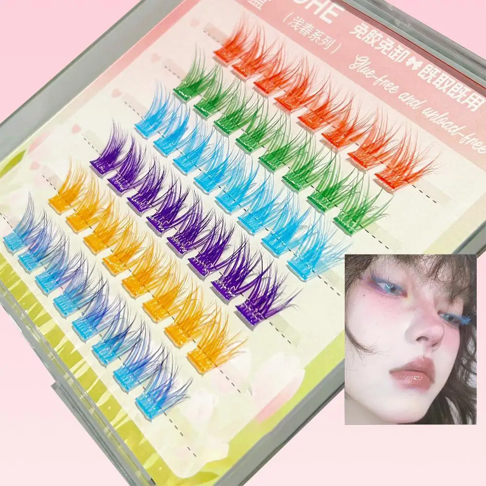 Fox Eye Lashes Segmented False Eyelashes Natural Simulation Cluster Lashes Caramel Fairy Color/colorful Comic Single Thick X0I7