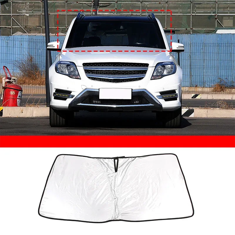 

For Mercedes-Benz GLK 2013-2015 silver tape car styling front glass anti-UV sunshade car interior protection accessories 1Pcs