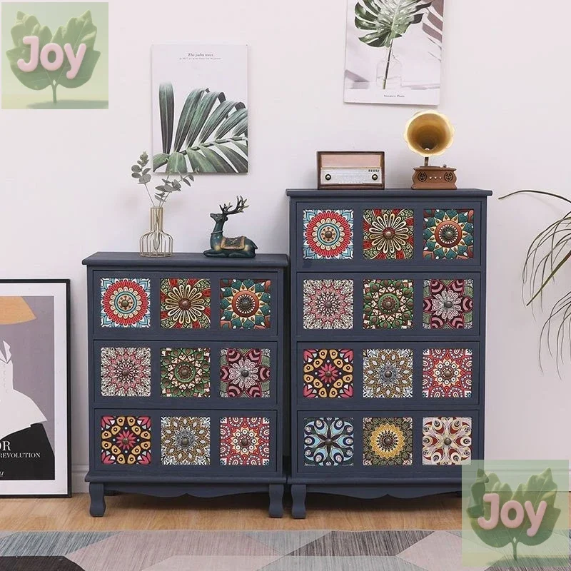 American solid wood chest drawer storage cabinet living room locker balcony multi-layer locker bedroom painted cabinet