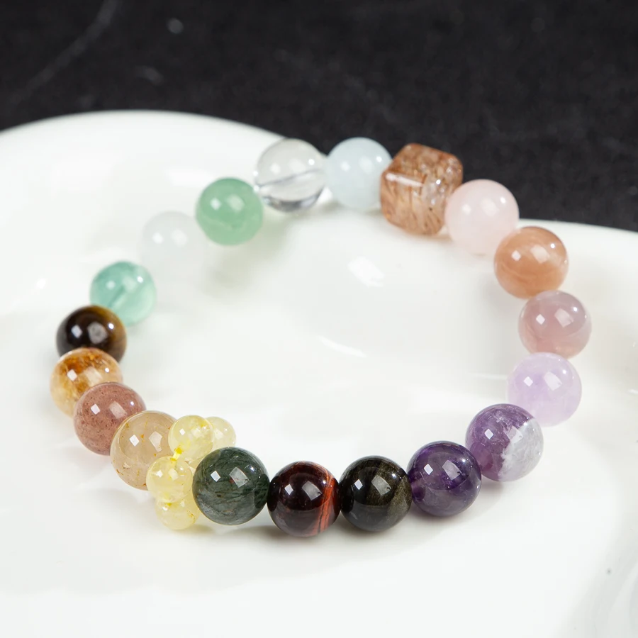 

TIMESWIND Original Multi-color Crystal Natural Moonstone Irregular Beaded Women Jewelry Fashion Bracelet with Certificate