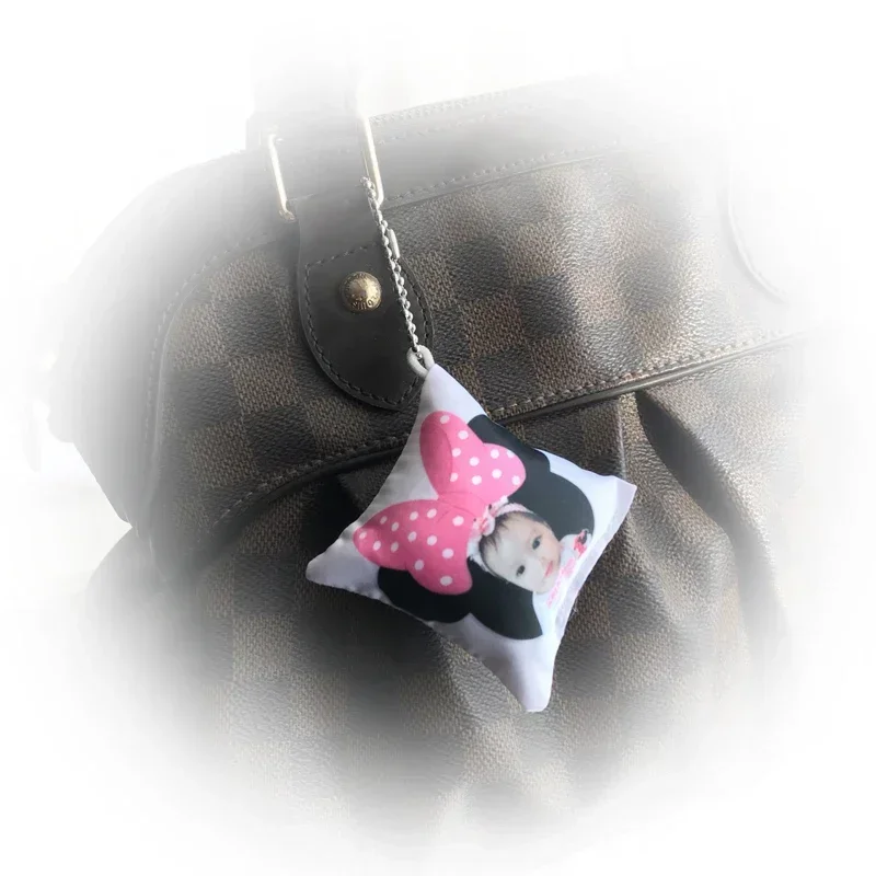 6cm Customize Mini Pillow with Keychain Custom Logo Print Square Pillow Pendant Decorate for Bag Cute Girl\'s Gift Dropshipping