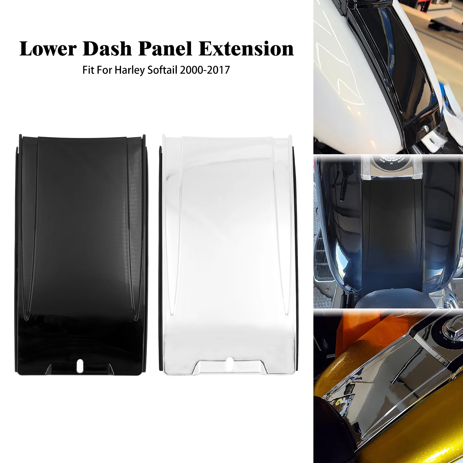 Motorcycle Black Chrome Lower Dash Panel Extension ABS For Harley Softail 2000-17 Fat Boy FLSTN FLSTC FLSTC-I FXSTB FXST I FLSTF