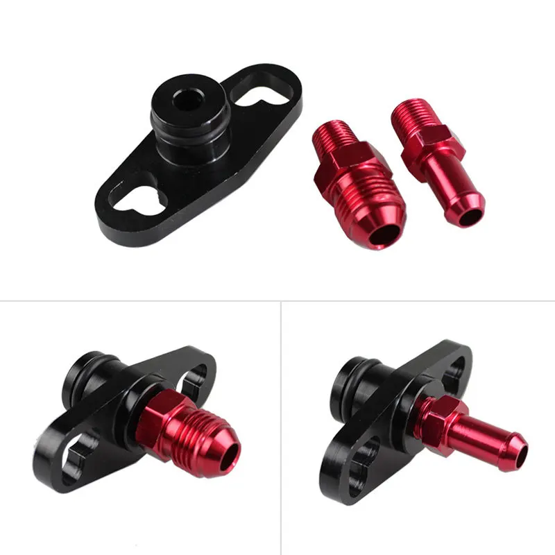 Aluminum 1Pcs Black Turbo Fuel Rail Delivery Regulator Adapter with Fittings for Honda /Mitsubishi /Toyota