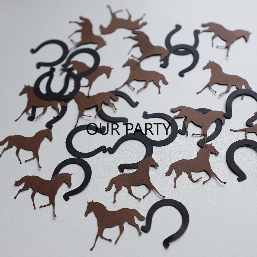 1Bag Western Cowboy Horseshoe Theme Paper Confetti Table Scatter for Boy Girl Birthday Bachelorette Wedding Party Decorations