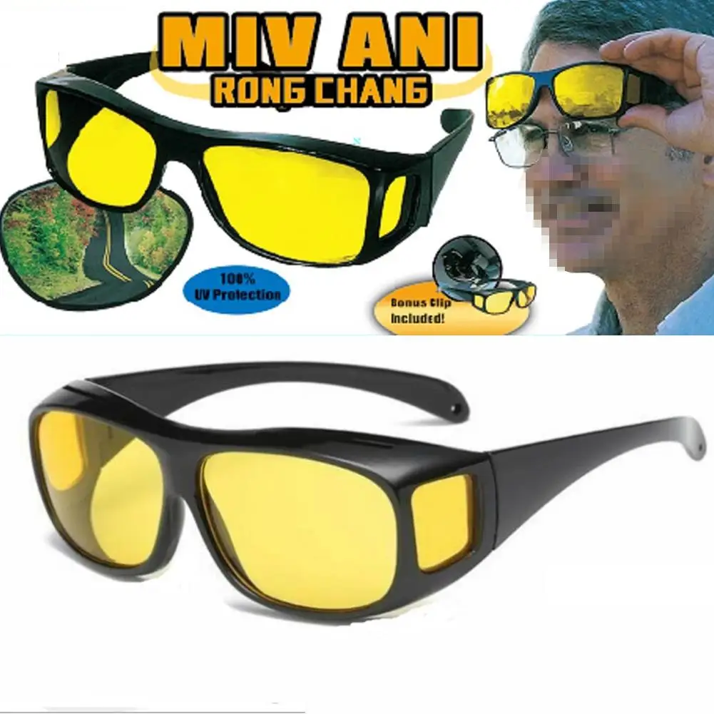 Outside Night Vision Sunglasses For Men Women Square Shades Fit Over Glasses UV Protection Sunglasses For Car Driving