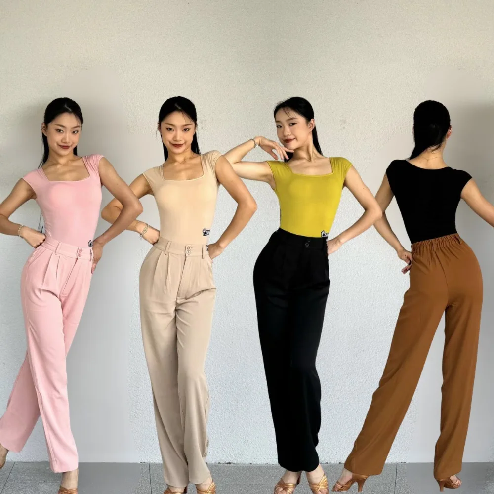 Customized Latin Dance Clothing Adult Women Leopard Tops Chacha Rumba Samba Dance Pants Performance Costume Latin Practice Wear